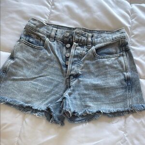 PacSun Blue Jean Shorts High-Waisted Frayed Hem